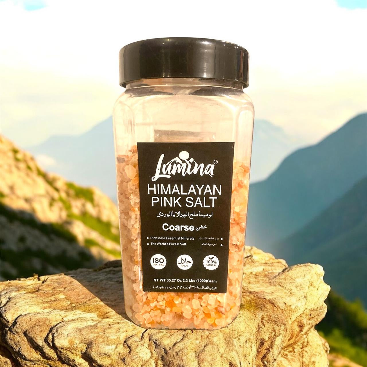 Lumina Himalayan Pink Salt Coarse Large Plastic Jar - 2.2 lbs (1000g)