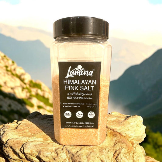 Lumina Himalayan Pink Salt Extra Fine Large Plastic Jar  - 2.2 lbs (1000g)
